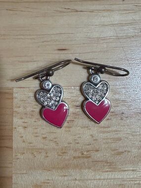 Brighton Pink Heart Drop Earrings with Sparkle Accents